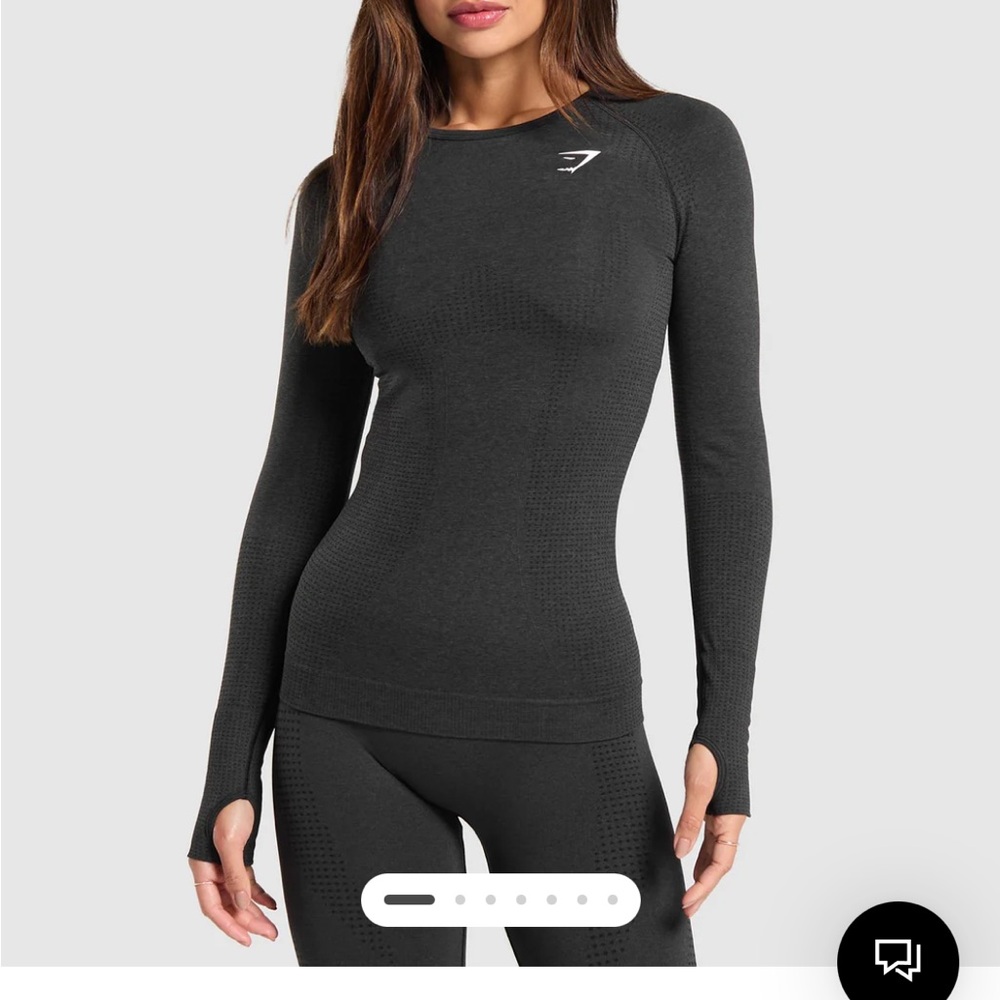 Gymshark Gray (Black Marl) Vital 2.0 Seamless Long Sleeve Workout Top
